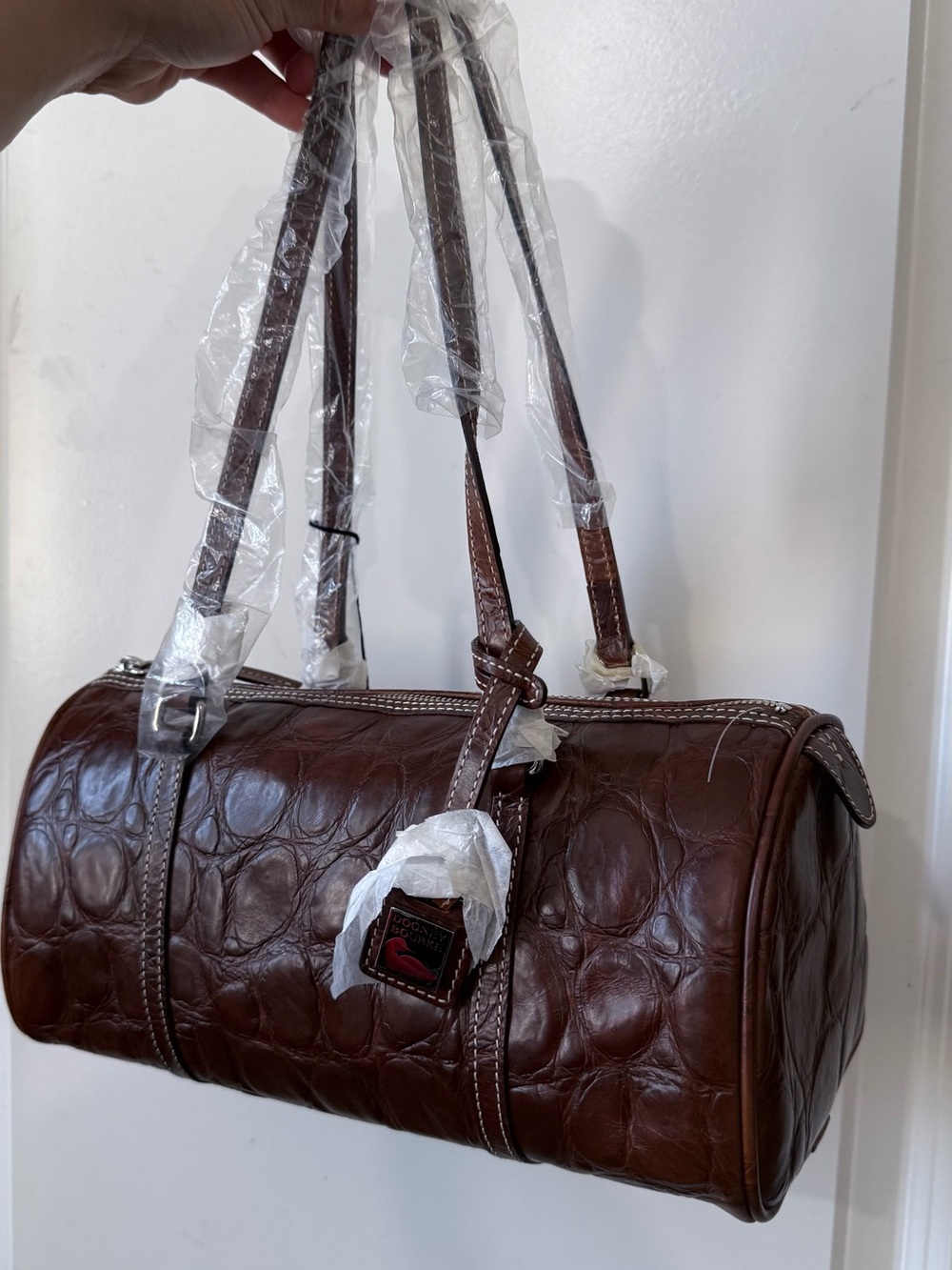 Dooney & Bourke Brown Croc-Embossed Duffel Bag